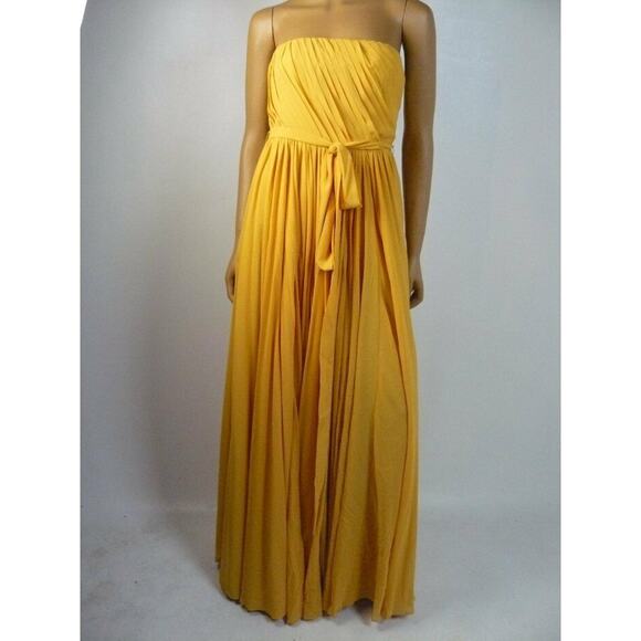 $398 Michael Costello X Revolve Carrie Golden Yellow Chiffon Gown Small NWT - Picture 4 of 9